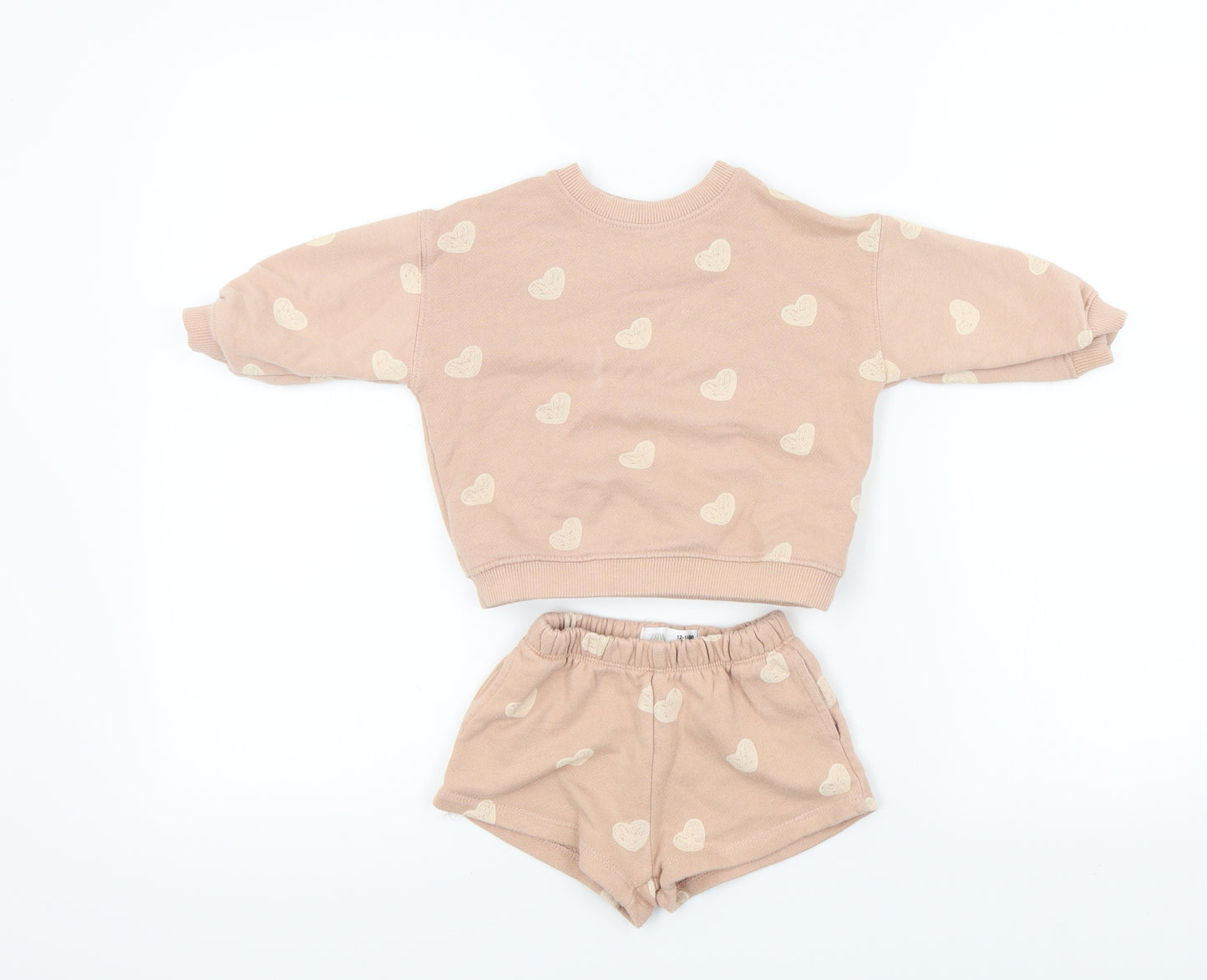 Zara Girls Pink Colourblock  Shorts Set Outfit/Set Size 18-24 Months  - LOVE HEART