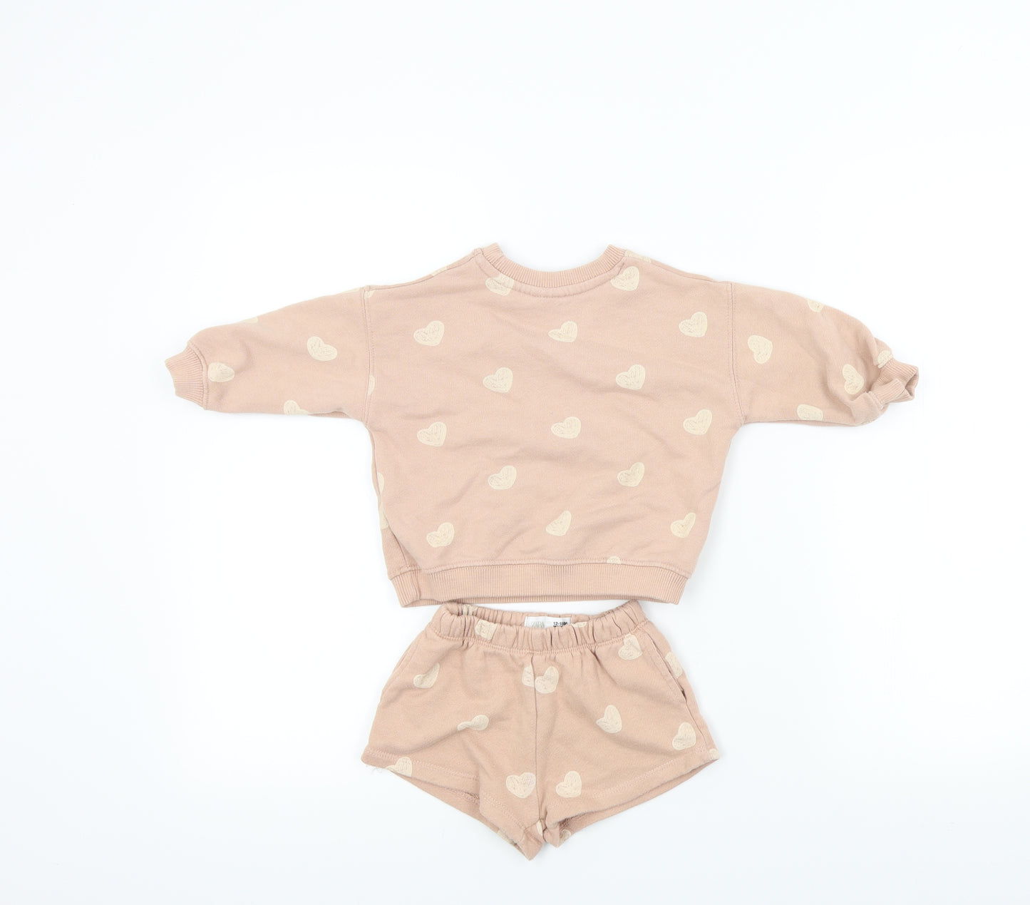 Zara Girls Pink Colourblock  Shorts Set Outfit/Set Size 18-24 Months  - LOVE HEART