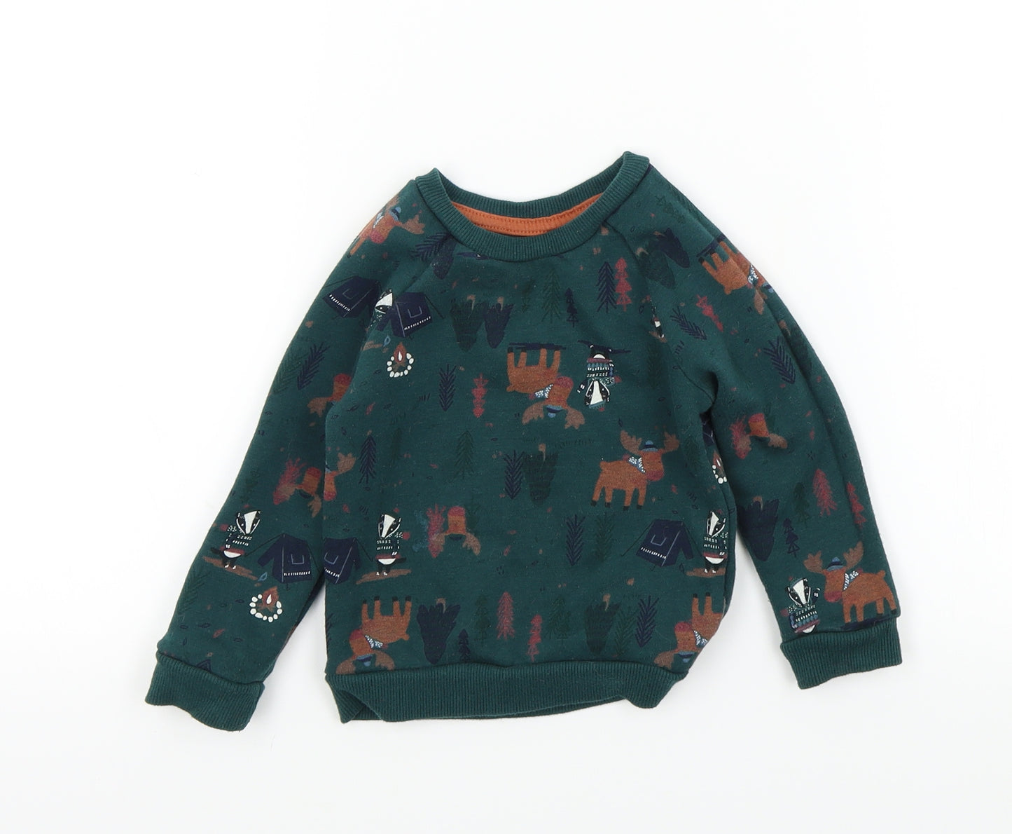 Primark Boys Green Colourblock  Pullover Jumper Size 18-24 Months  - Christmas jumper