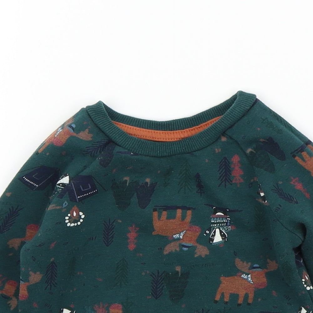 Primark Boys Green Colourblock  Pullover Jumper Size 18-24 Months  - Christmas jumper
