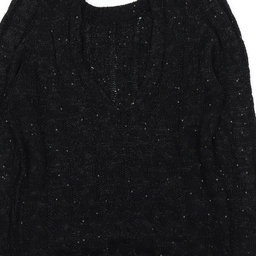 Vouley Vous Womens Black   Pullover Jumper Size M  - sparkle detail