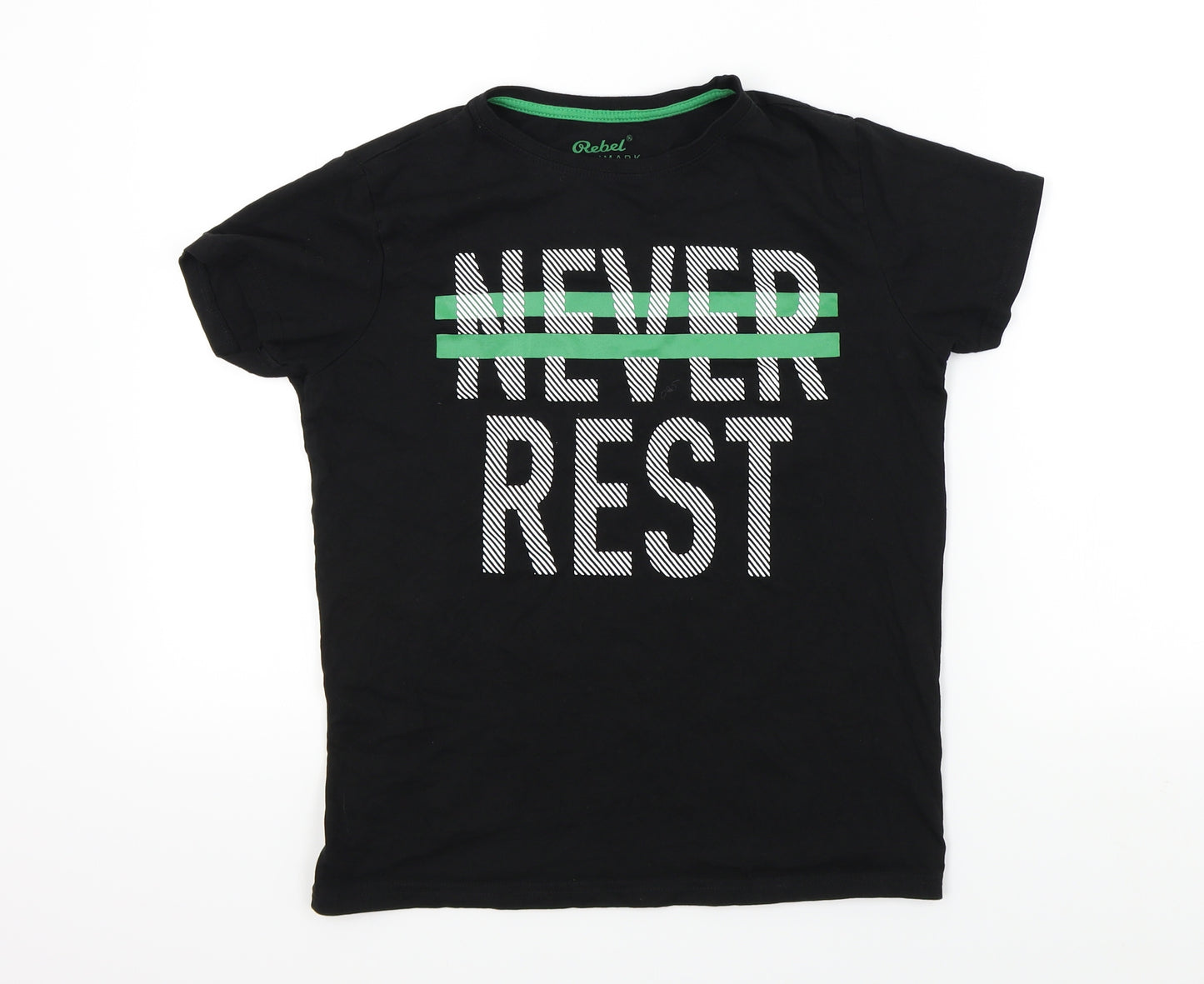 Primark Boys Black Colourblock  Basic T-Shirt Size 12 Years