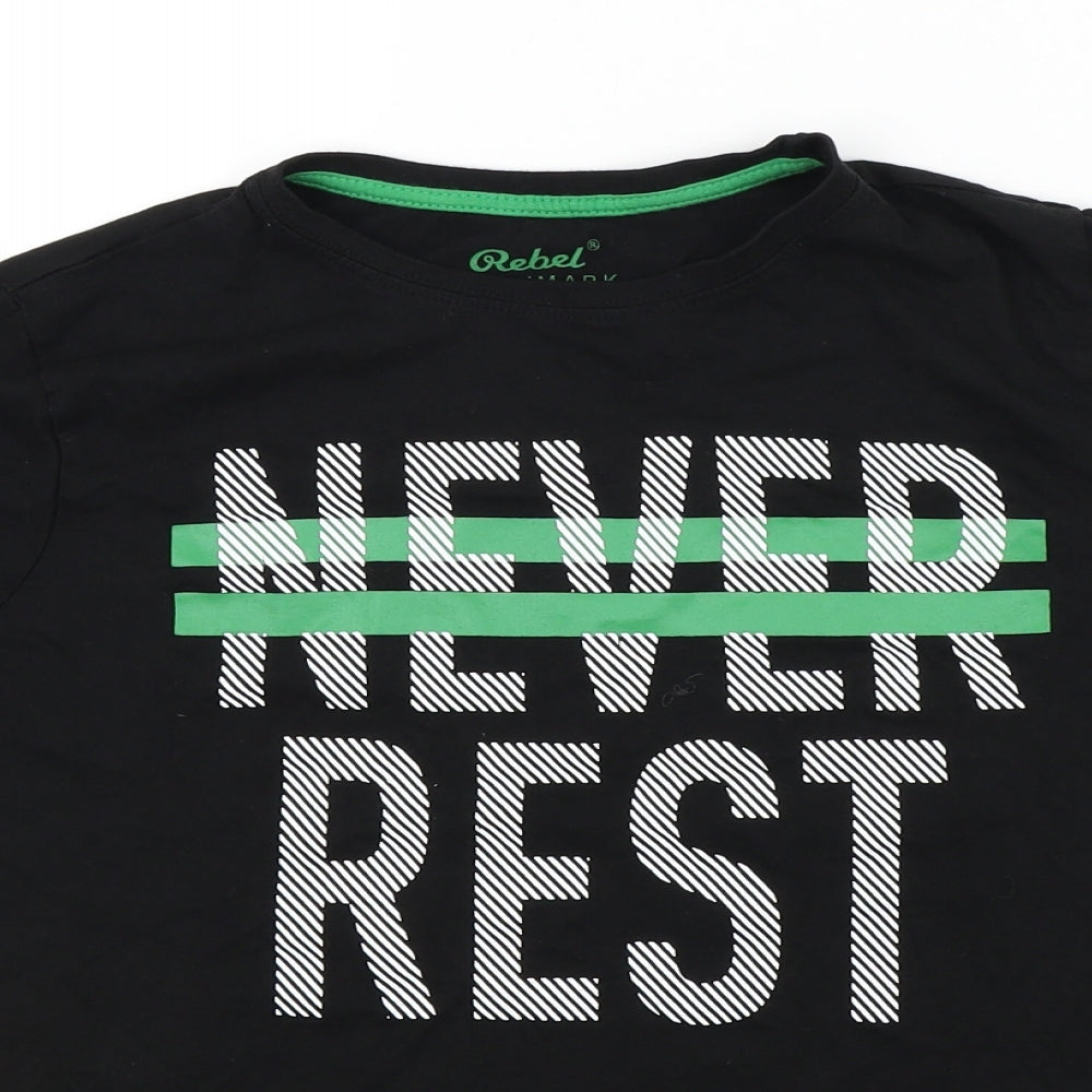 Primark Boys Black Colourblock  Basic T-Shirt Size 12 Years