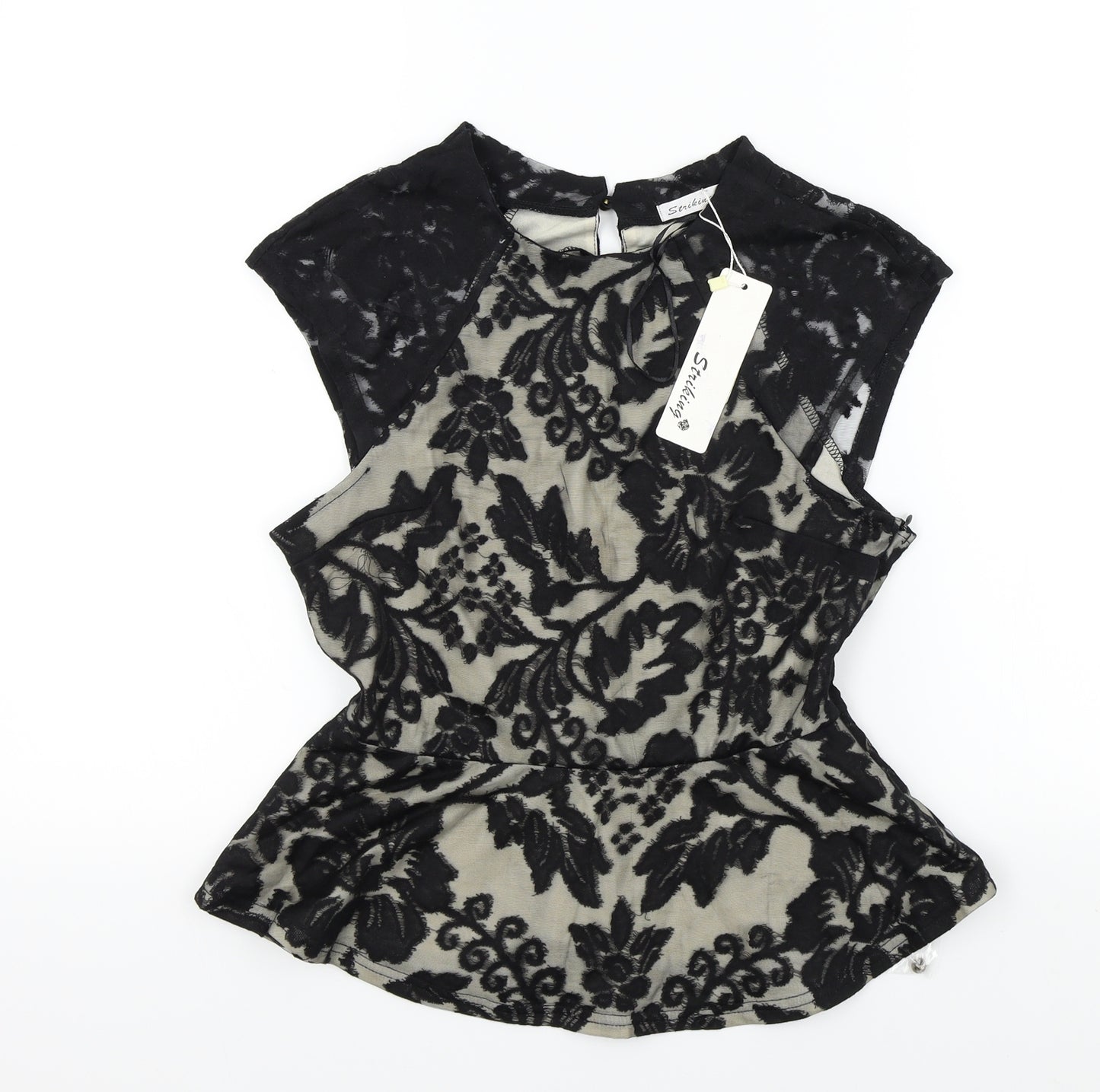 striking Womens Black Floral  Basic Blouse Size L