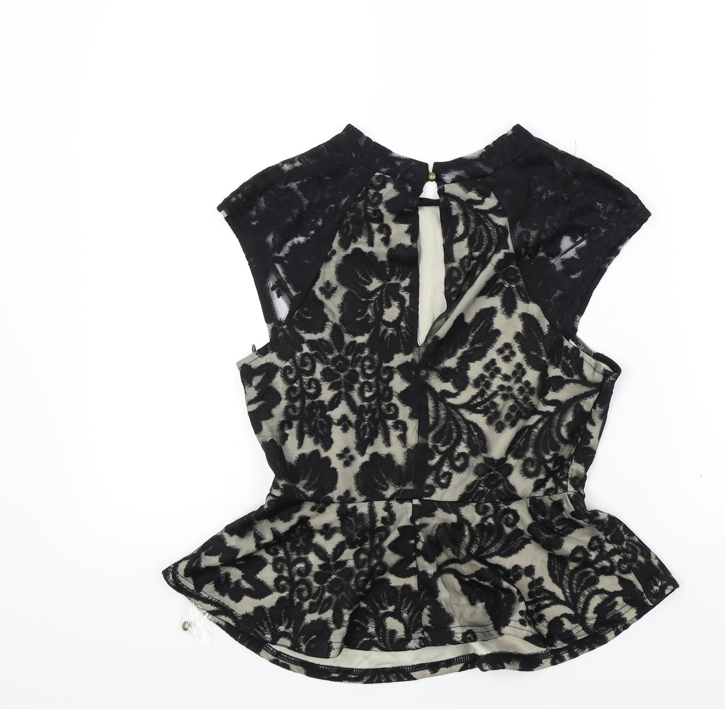 striking Womens Black Floral  Basic Blouse Size L