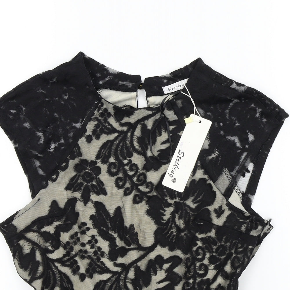 striking Womens Black Floral  Basic Blouse Size L