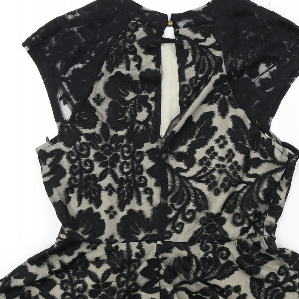 striking Womens Black Floral  Basic Blouse Size L