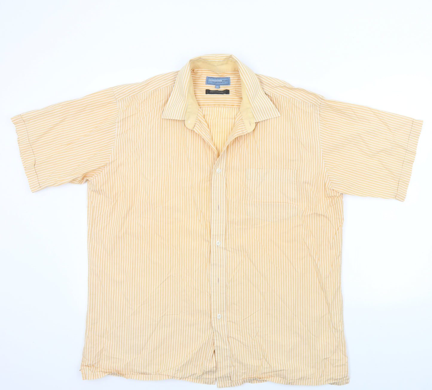 GREENWOODS Mens Orange Striped   Button-Up Size XL