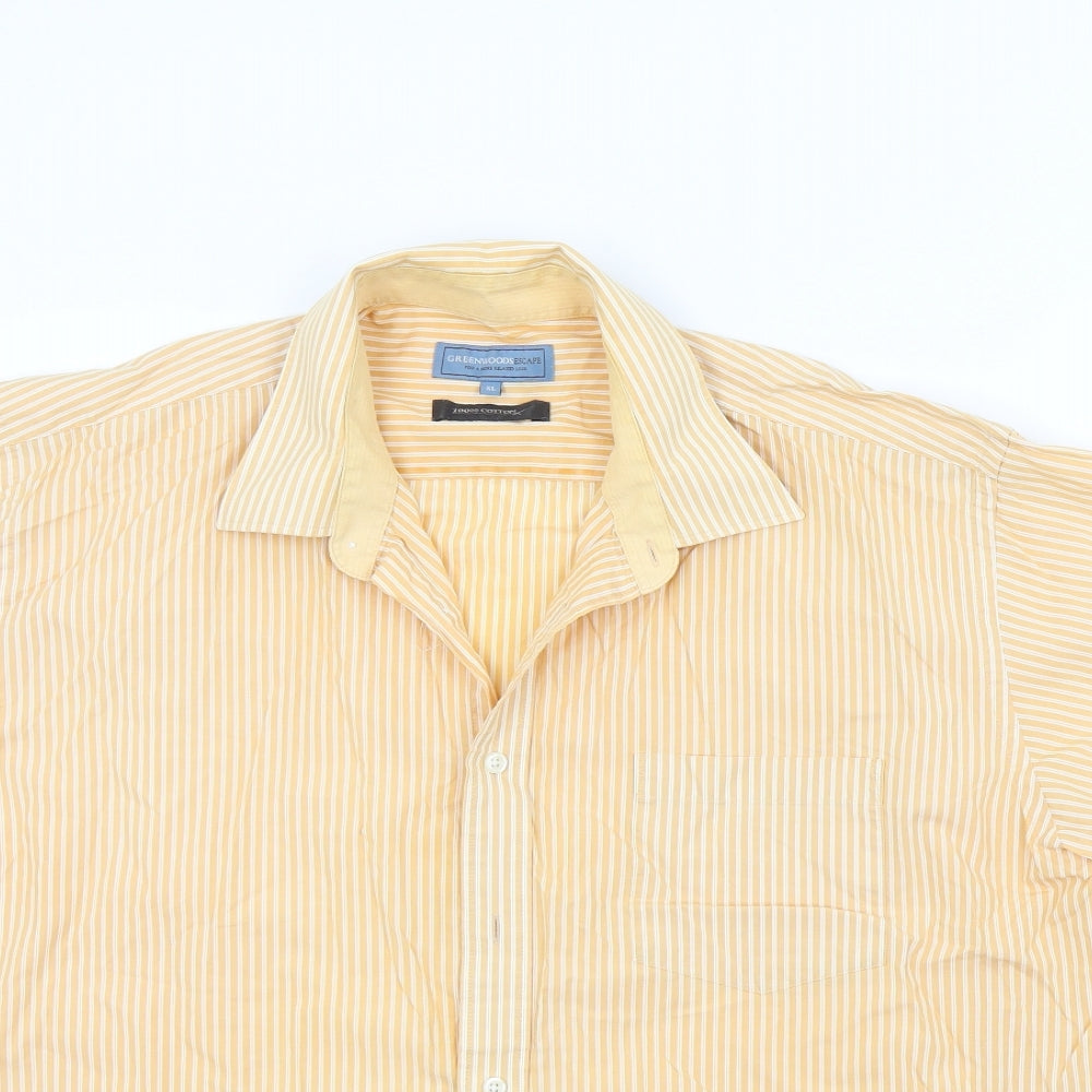 GREENWOODS Mens Orange Striped   Button-Up Size XL