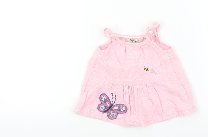 NEXT Girls Pink   Basic T-Shirt Size 0-3 Months  - Embroidered