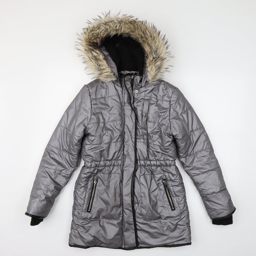 TU Girls Silver   Parka Coat Size 11-12 Years