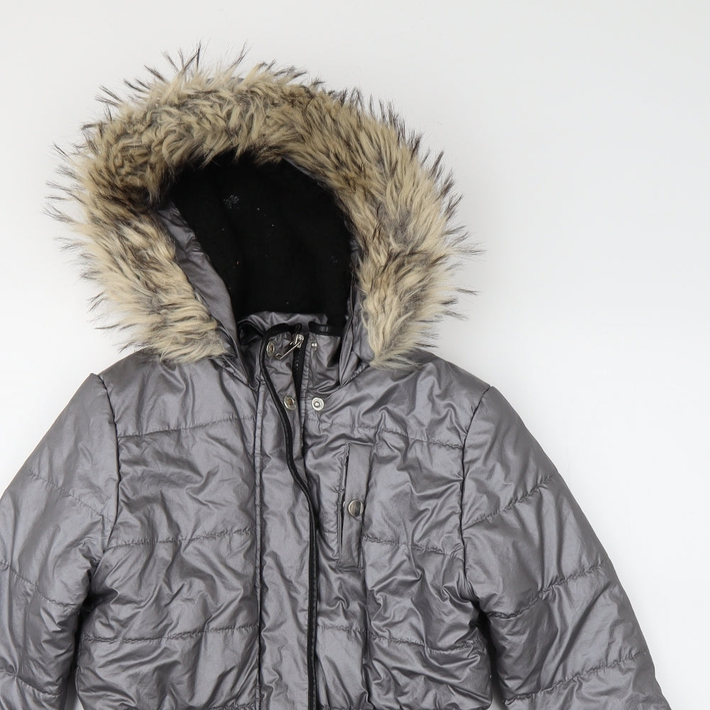 TU Girls Silver   Parka Coat Size 11-12 Years