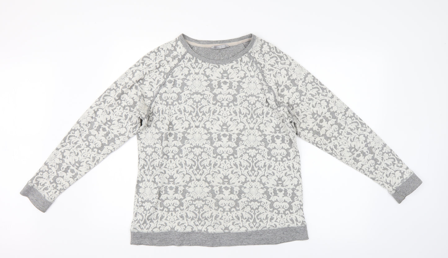 Marks and Spencer Womens Grey Paisley  Pullover Jumper Size 14