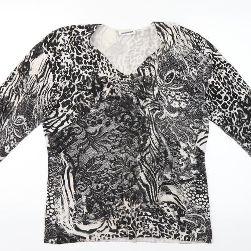 Gerry Weber Womens Grey Animal Print  Basic Blouse Size 14