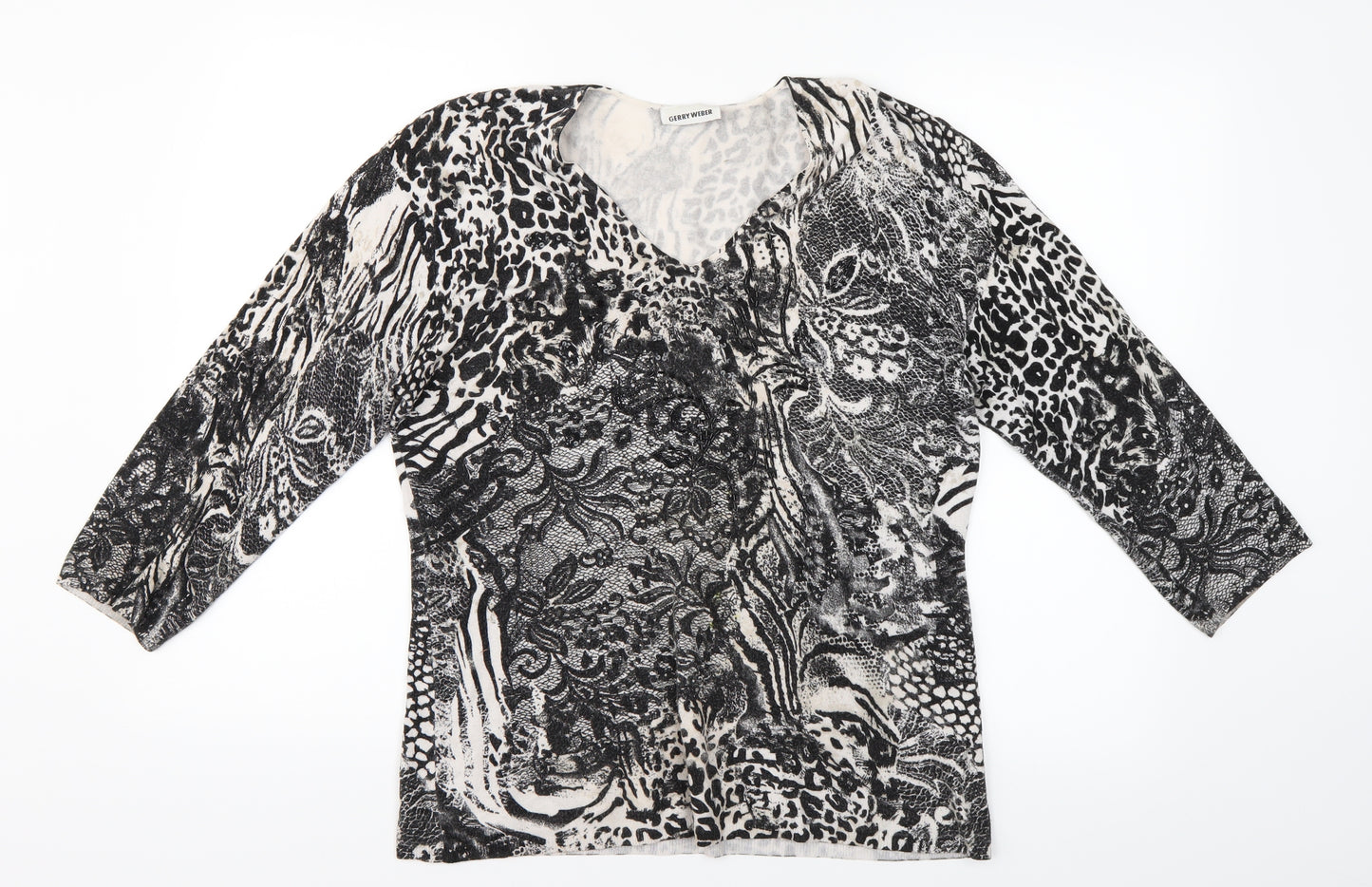 Gerry Weber Womens Grey Animal Print  Basic Blouse Size 14