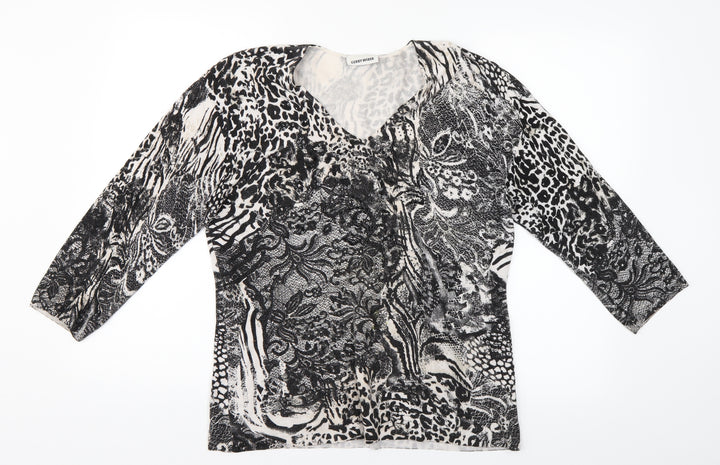 Gerry Weber Womens Grey Animal Print  Basic Blouse Size 14