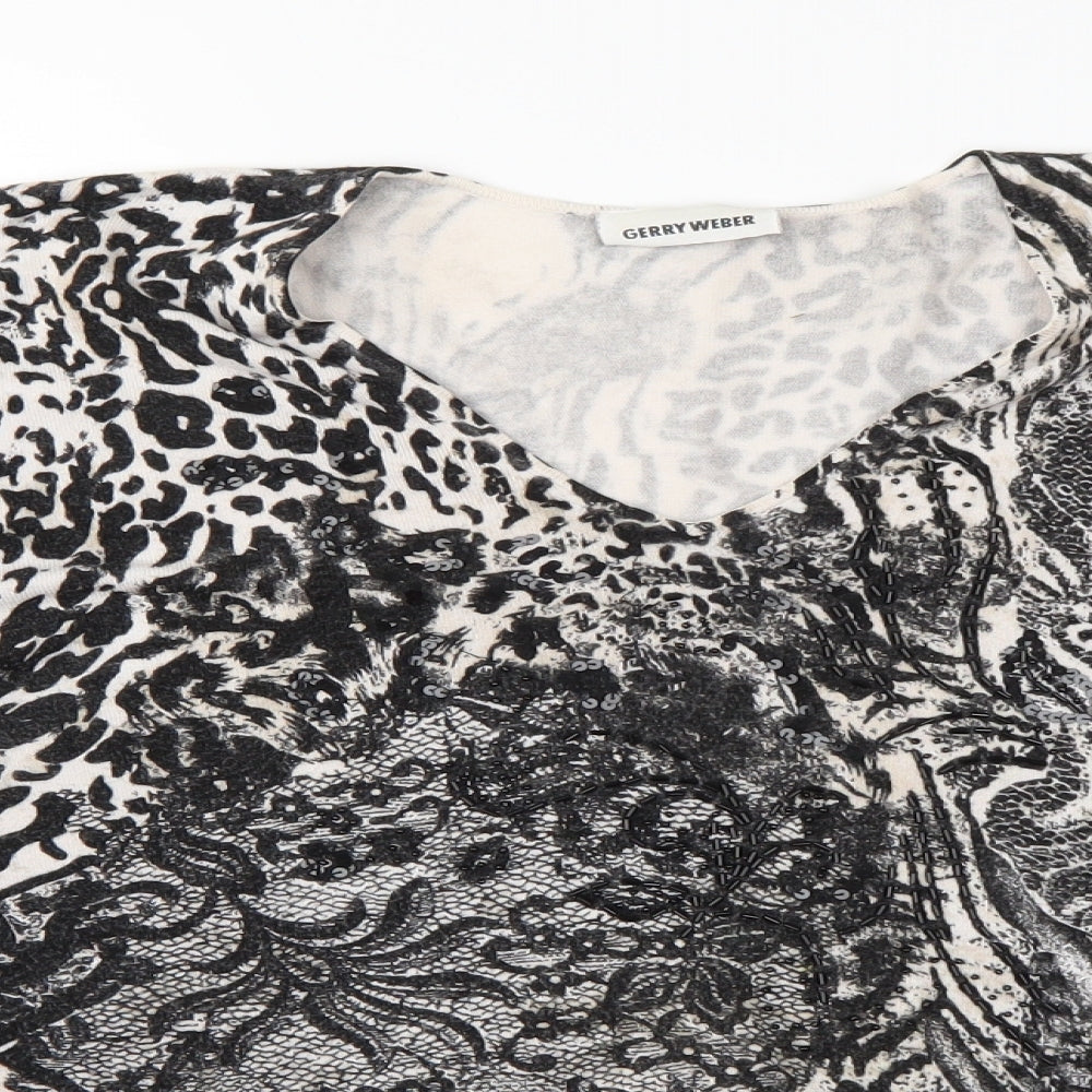 Gerry Weber Womens Grey Animal Print  Basic Blouse Size 14