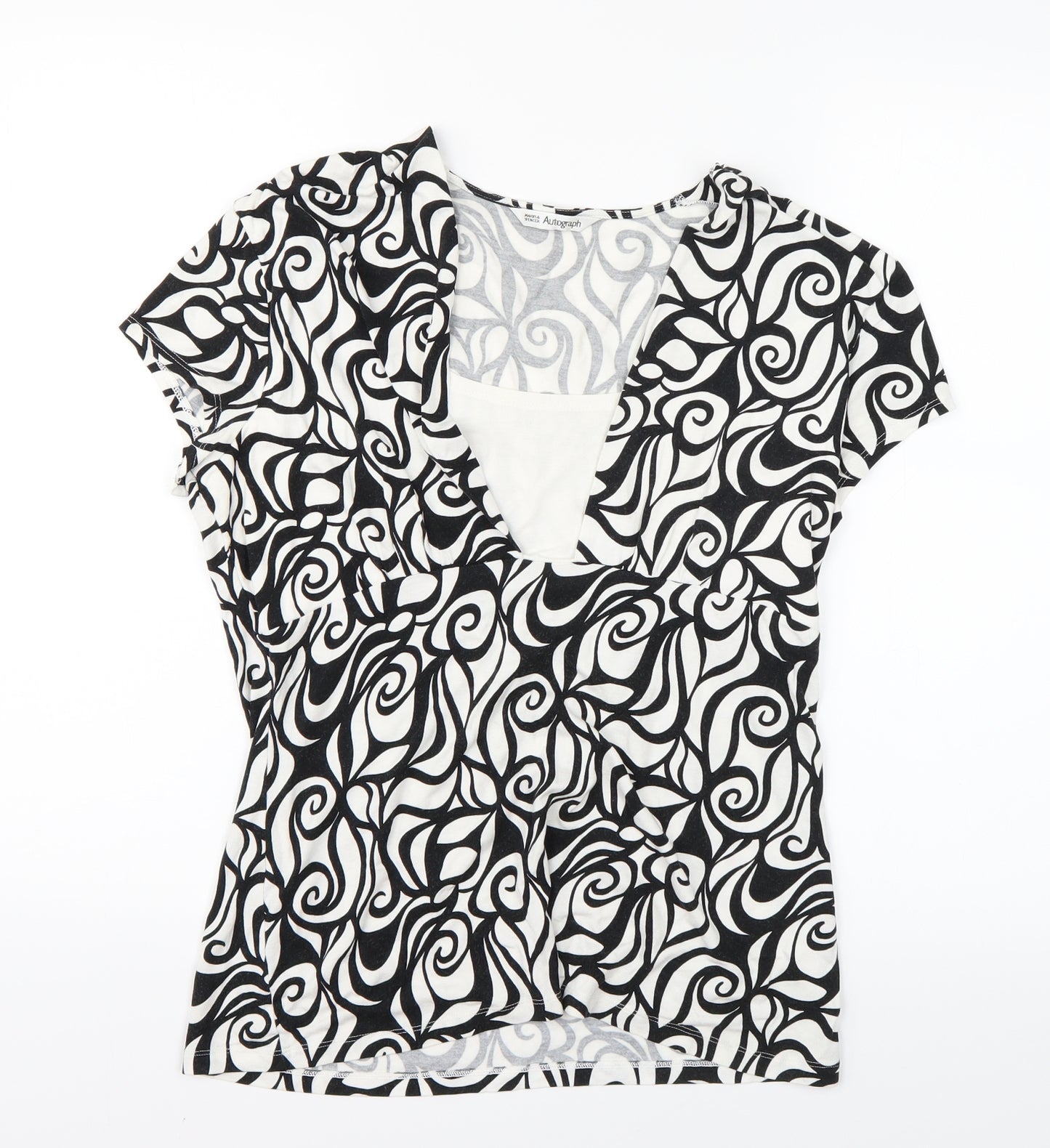 Marks and Spencer Womens White Argyle/Diamond  Basic Blouse Size 14