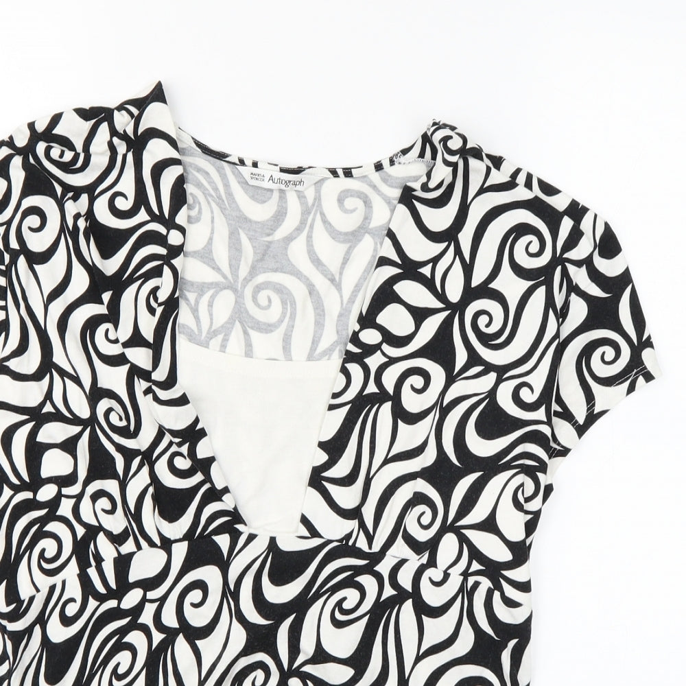 Marks and Spencer Womens White Argyle/Diamond  Basic Blouse Size 14