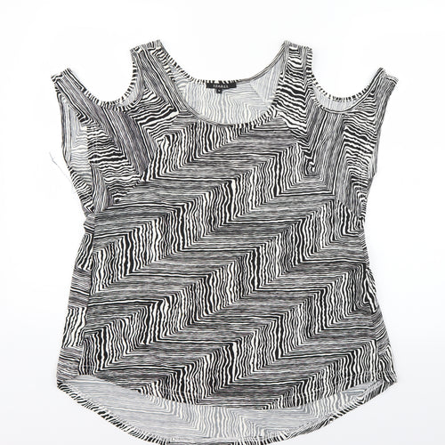 Zabel Womens White Animal Print  Basic Blouse Size M