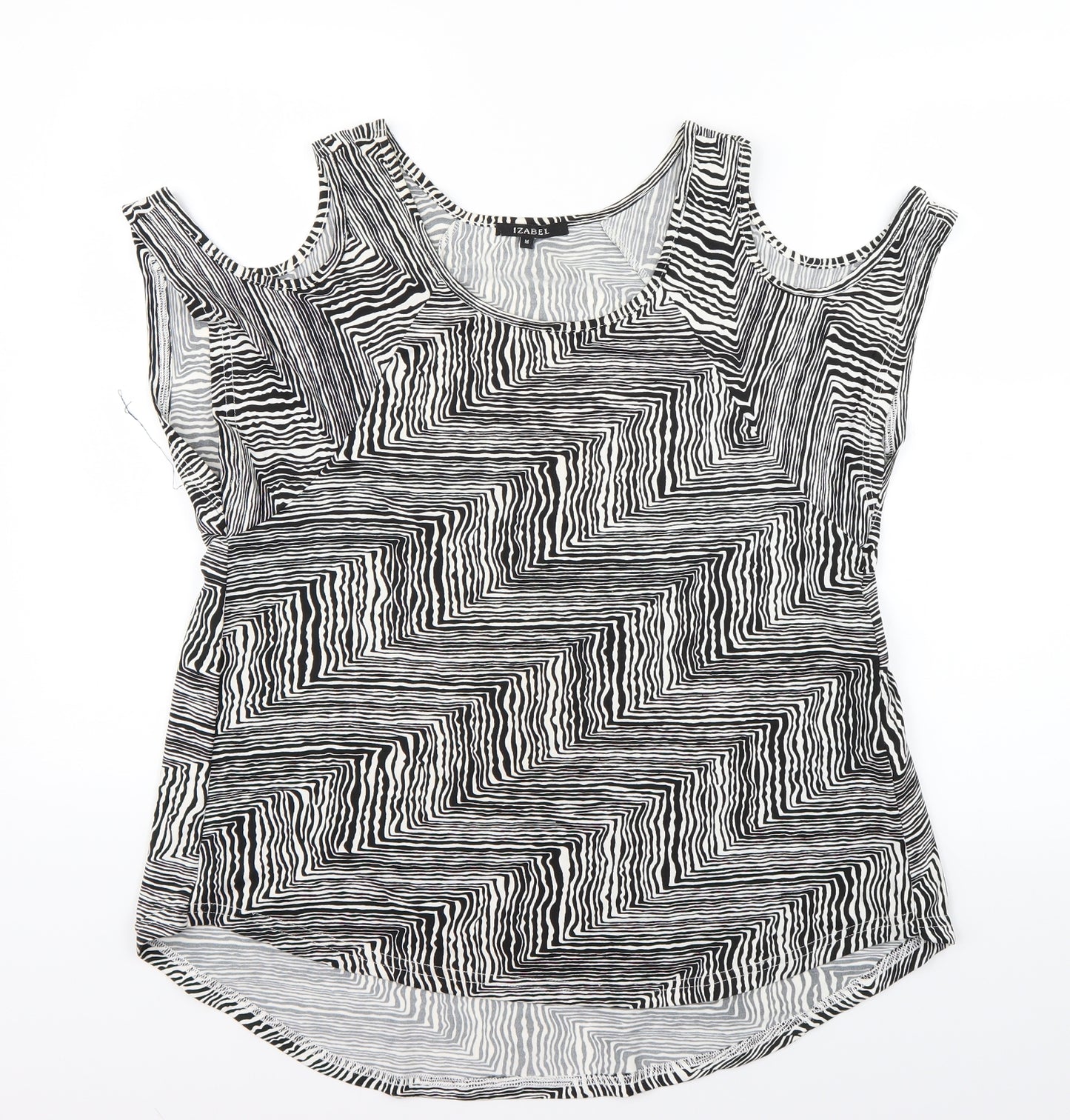 Zabel Womens White Animal Print  Basic Blouse Size M