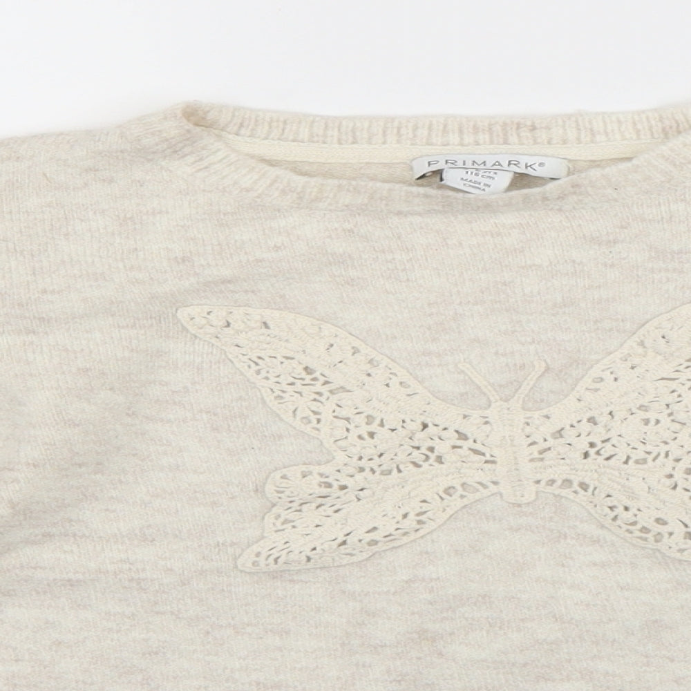 Primark Girls Ivory   Pullover Jumper Size 5-6 Years