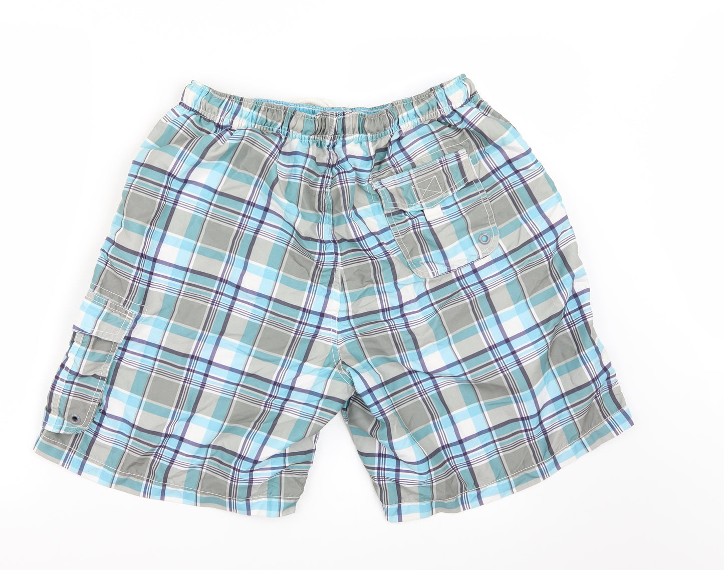 F&F Mens Blue Plaid  Sweat Shorts Size L