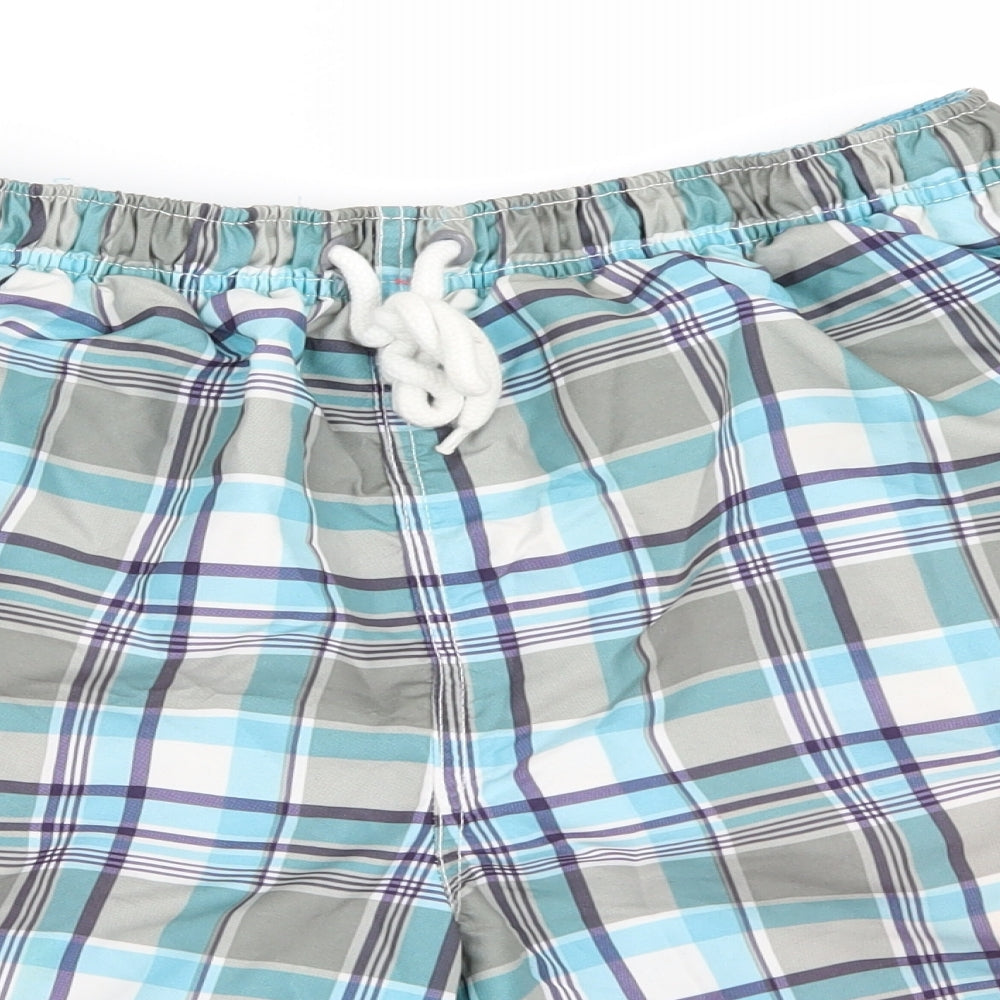 F&F Mens Blue Plaid  Sweat Shorts Size L