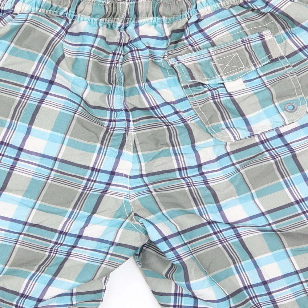 F&F Mens Blue Plaid  Sweat Shorts Size L