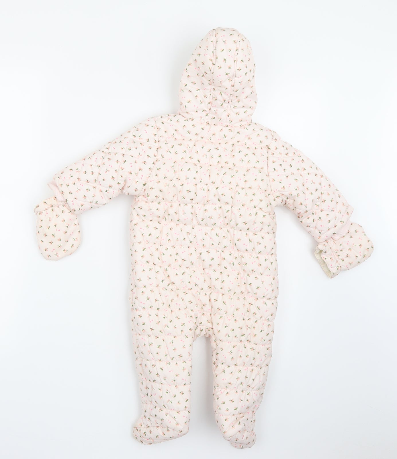 NEXT Girls Pink Floral   Snowsuit Size 6-9 Months
