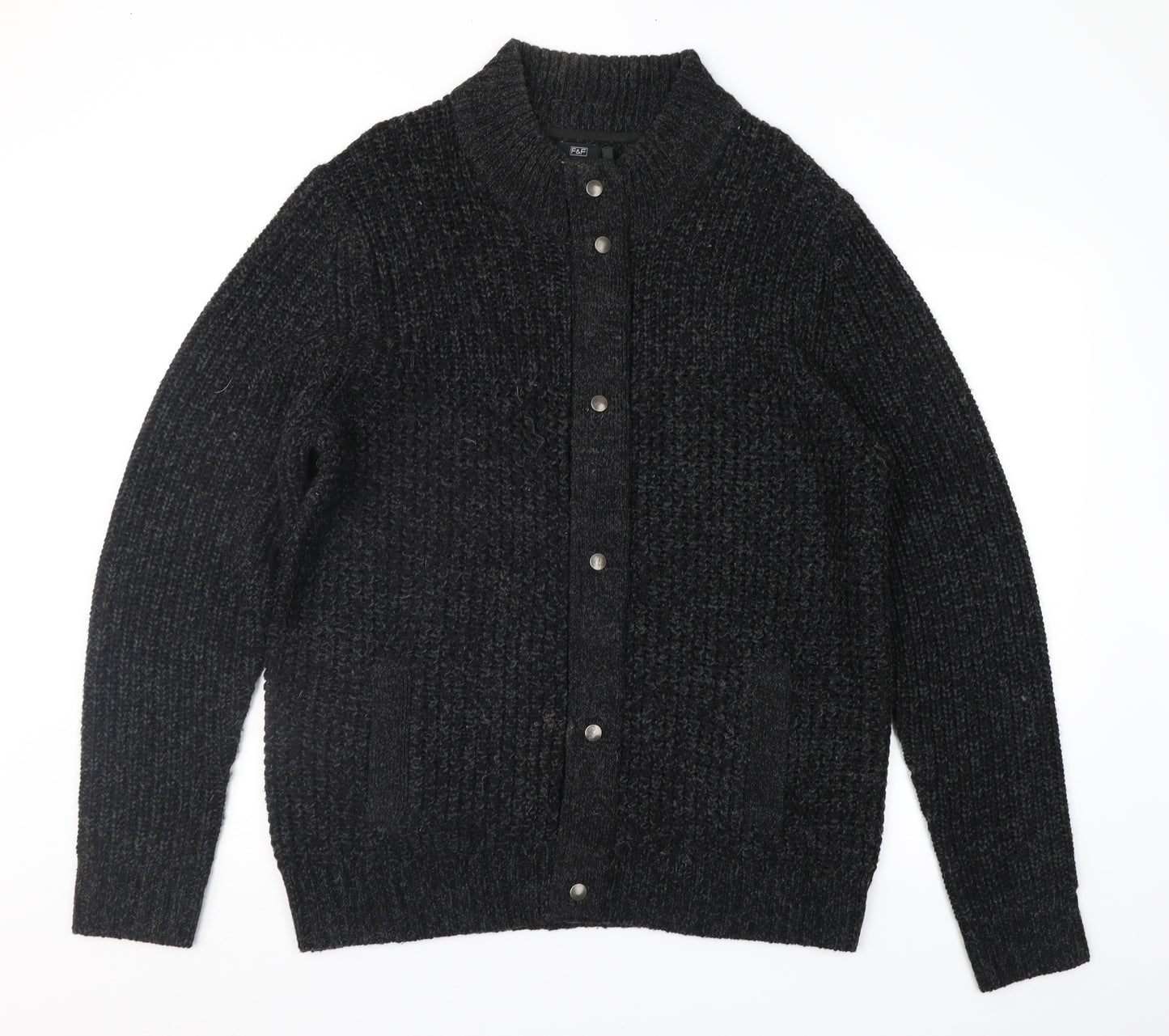 F&F Mens Grey   Cardigan Jumper Size XL