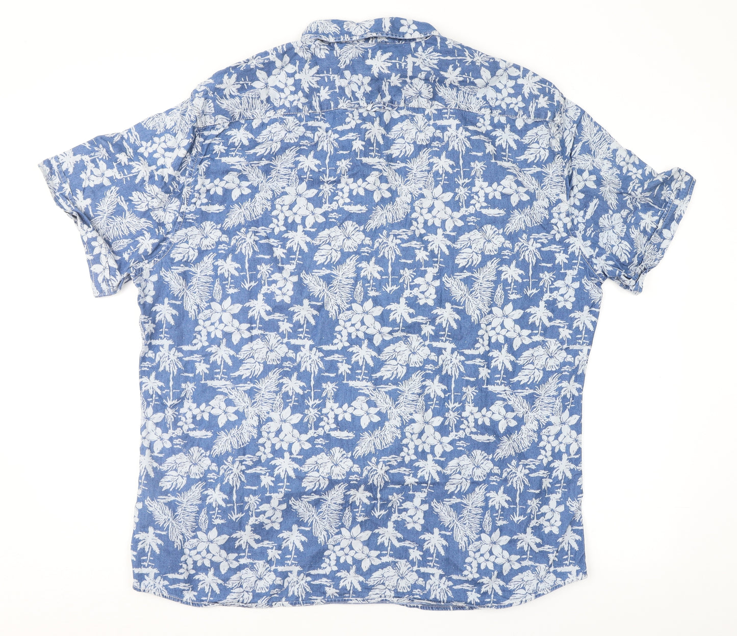 Marks and Spencer Mens Blue Floral   Button-Up Size XL