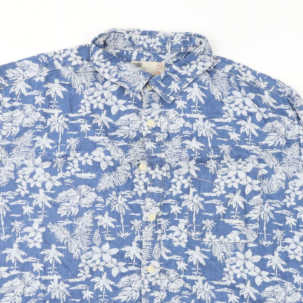 Marks and Spencer Mens Blue Floral   Button-Up Size XL