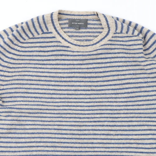 Peter Werth Mens Beige Striped  Pullover Jumper Size L