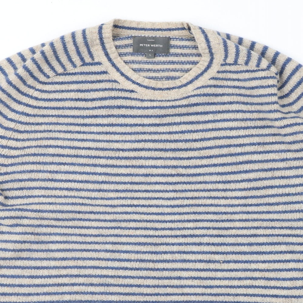 Peter Werth Mens Beige Striped  Pullover Jumper Size L