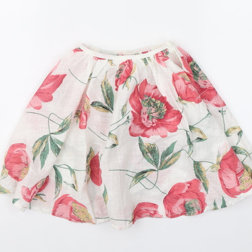 Preworn Girls White Floral  Flare Skirt Size 10 Years