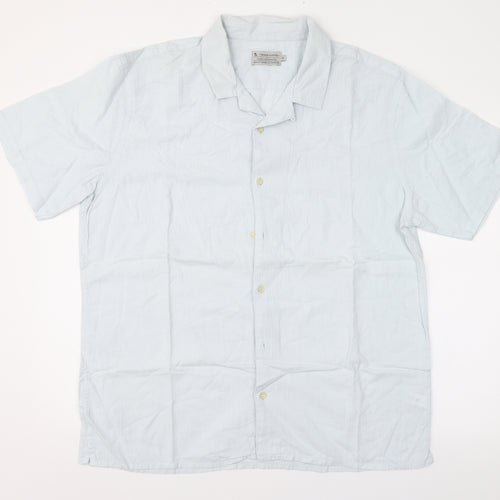 TU Mens Blue Striped   Button-Up Size XL