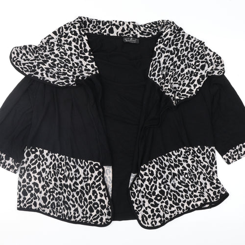 Ecaline Womens Black Animal Print  Basic Blouse Size M