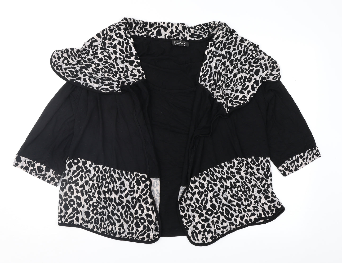 Ecaline Womens Black Animal Print  Basic Blouse Size M