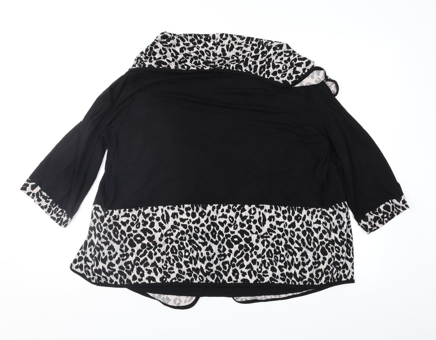 Ecaline Womens Black Animal Print  Basic Blouse Size M