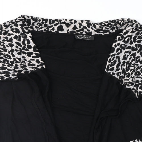 Ecaline Womens Black Animal Print  Basic Blouse Size M