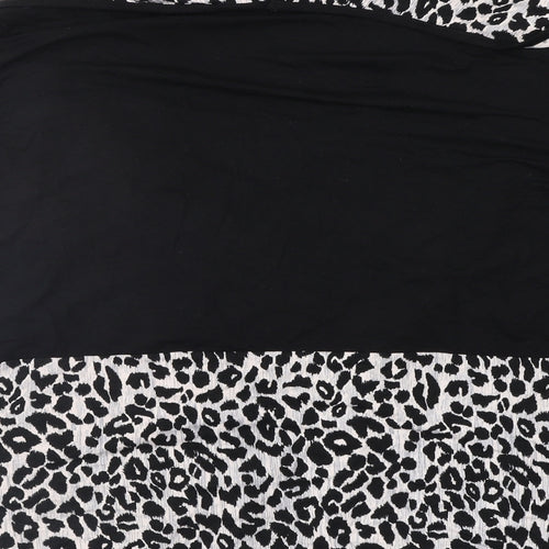 Ecaline Womens Black Animal Print  Basic Blouse Size M