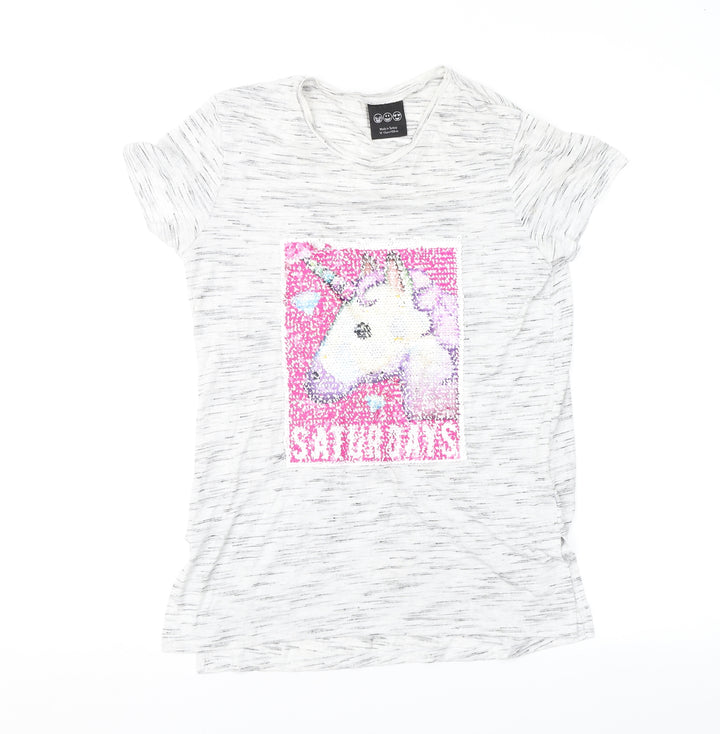 Young Dimension Girls Grey   Basic T-Shirt Size 12-13 Years