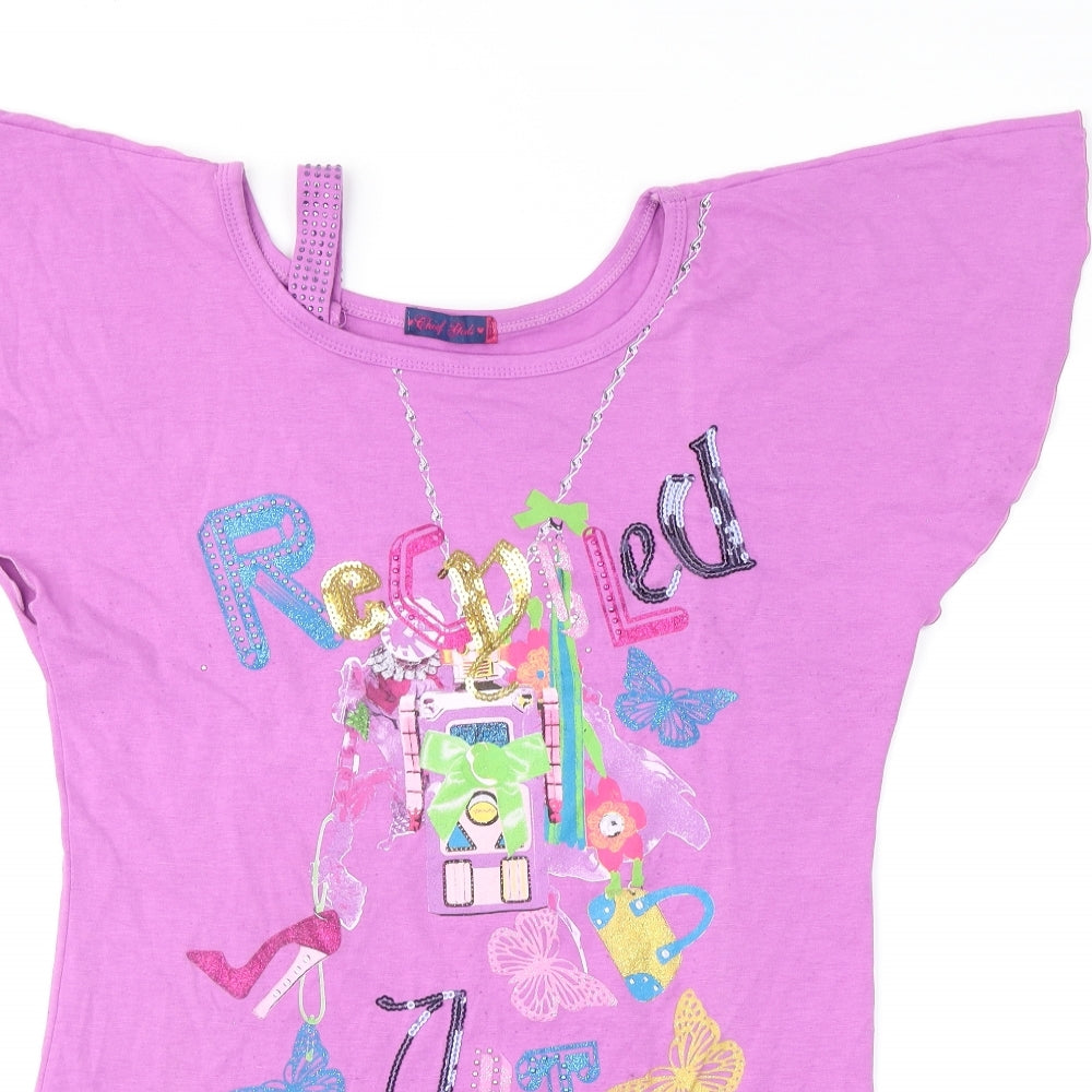 Chief Girls Womens Purple   Basic T-Shirt Size 16