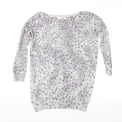 Oasis Womens Grey Animal Print  Pullover Jumper Size XS