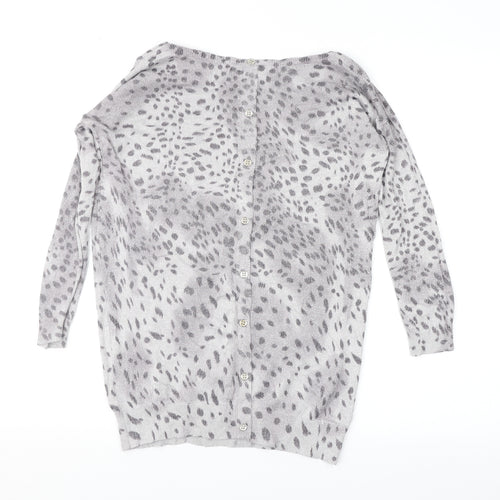 Oasis Womens Grey Animal Print  Pullover Jumper Size XS