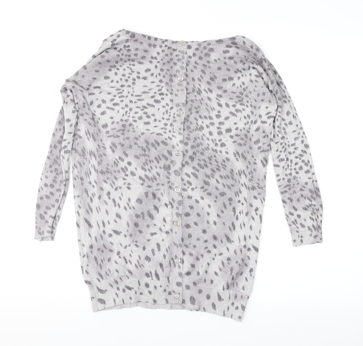 Oasis Womens Grey Animal Print  Pullover Jumper Size XS