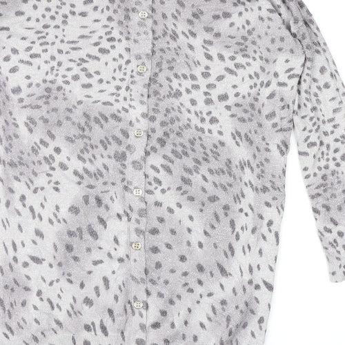 Oasis Womens Grey Animal Print  Pullover Jumper Size XS
