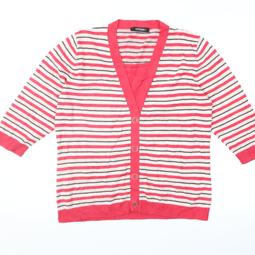 GolleHaug Womens Pink Striped  Cardigan Jumper Size 12