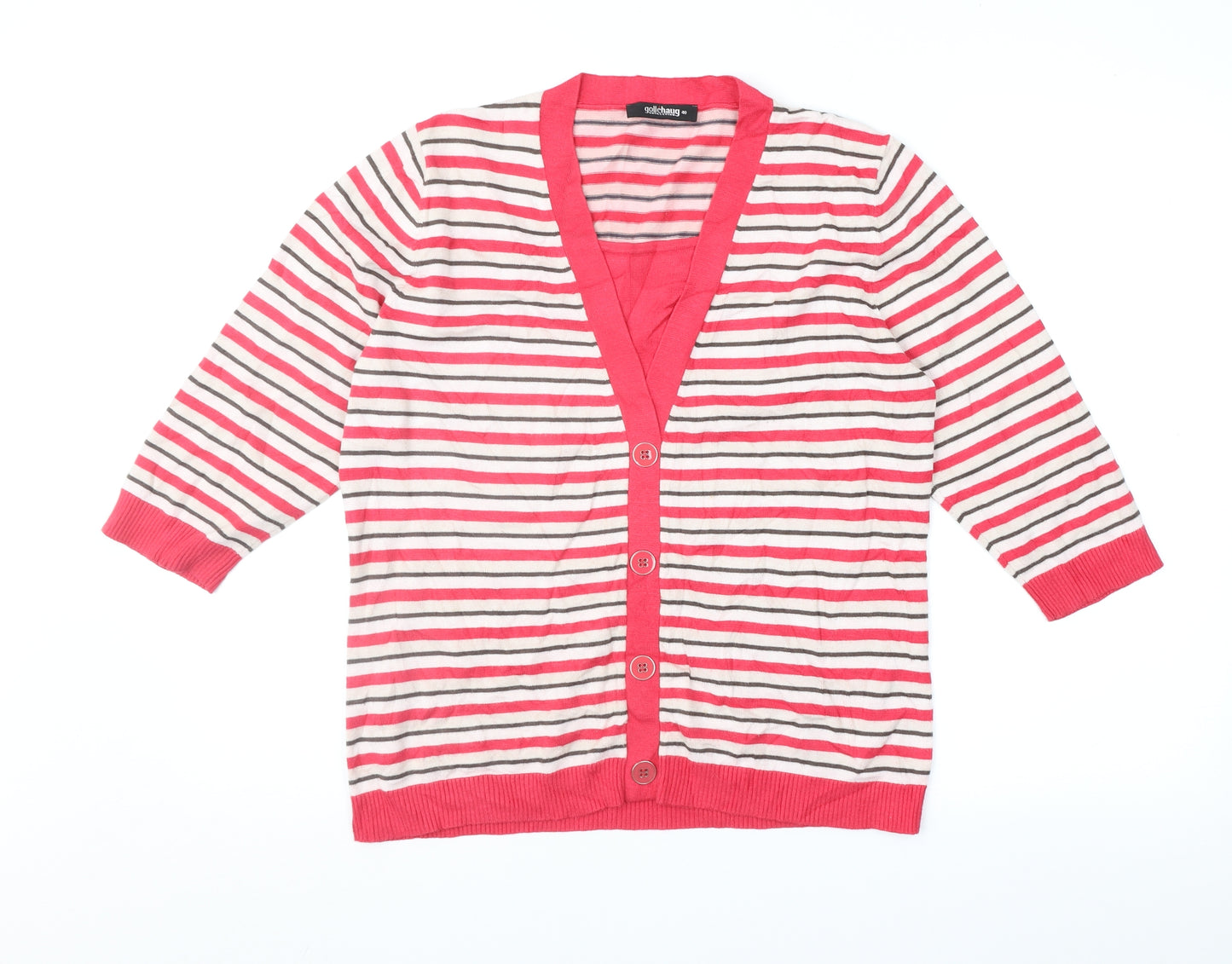 GolleHaug Womens Pink Striped  Cardigan Jumper Size 12